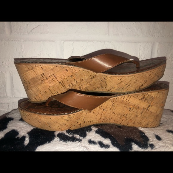 Sam Edelman Flip Flop Cork Wedge Sandals - Picture 4 of 6